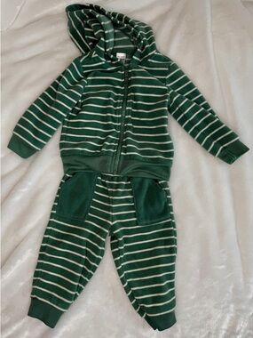 Baby Green Stripe Hoodie & Jogger Set